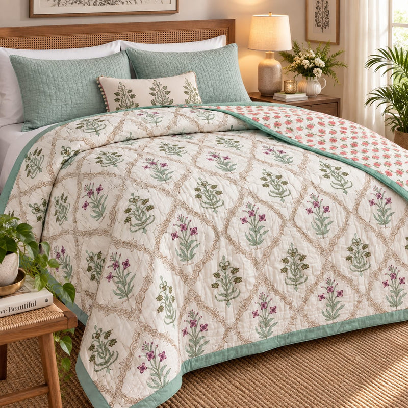 Floral Lattice Quilt
