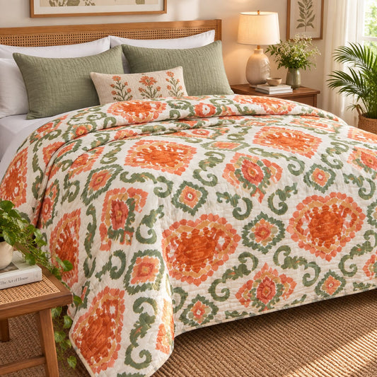 Orange Printed Quilt